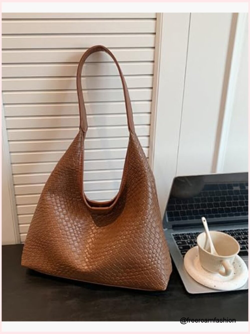 Large Capacity Vegan Leather Hobo Tote Bag with Top Handle and Shoulder Strap - Picture 4 of 7